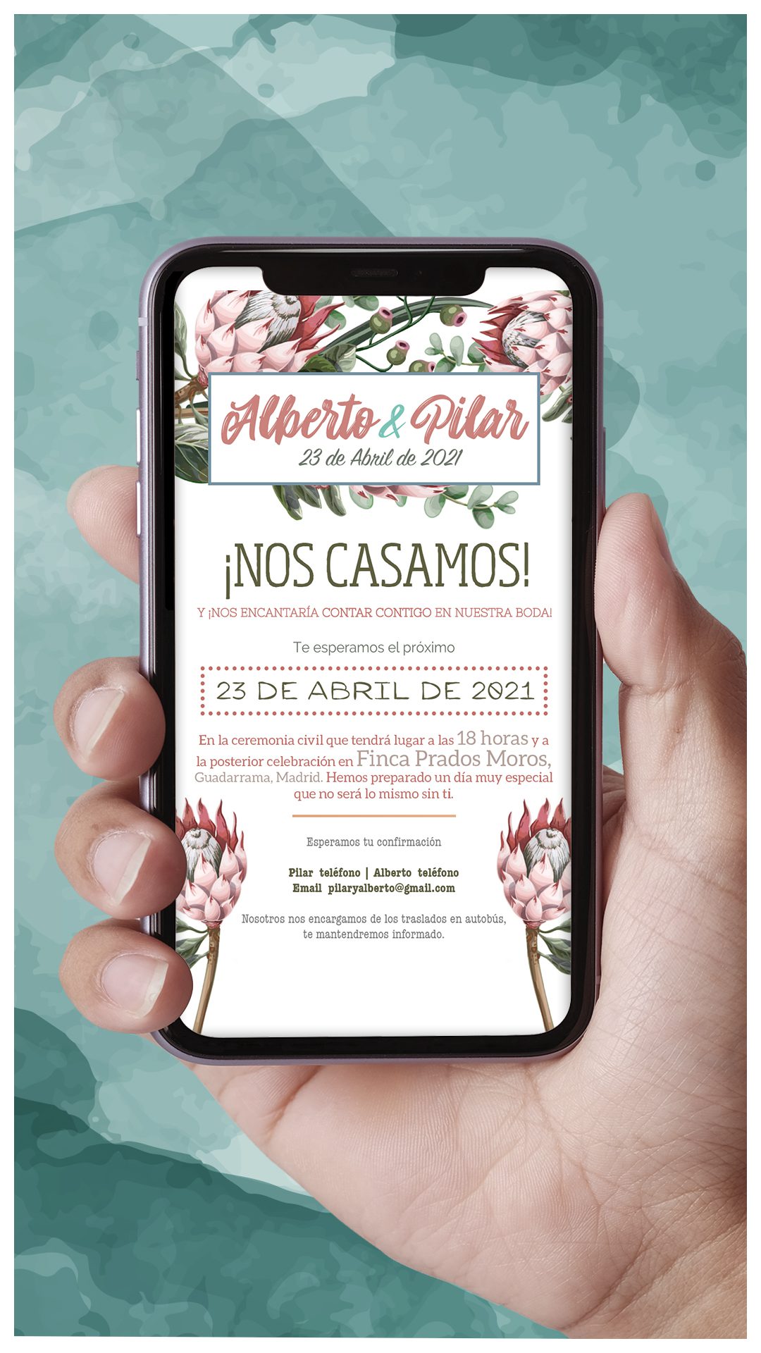 Invitación Boda Digital Protea