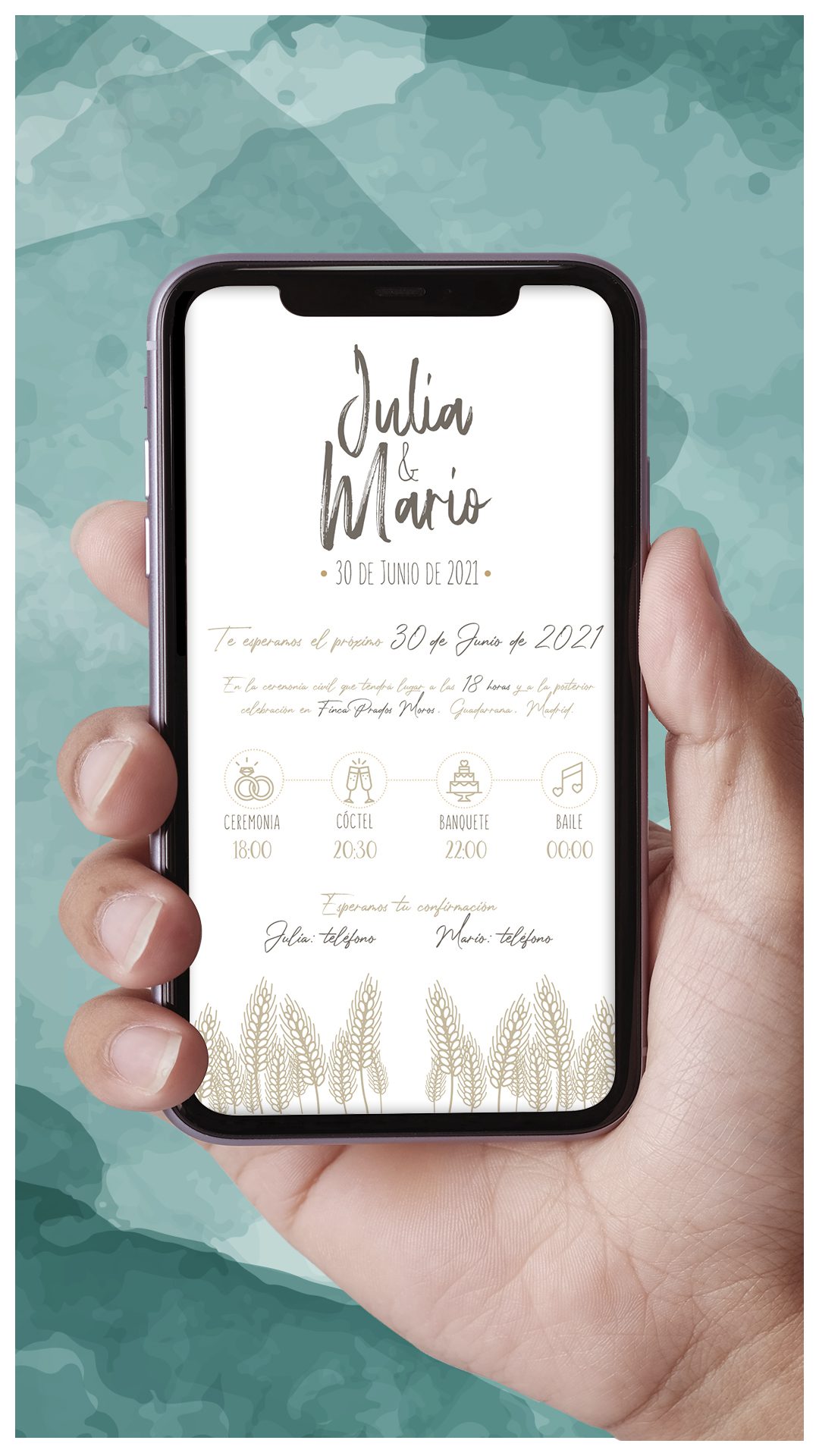 Invitación Boda Digital Espigas