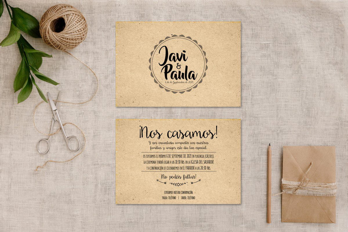 Invitación Boda Kraft Flechas Moderna
