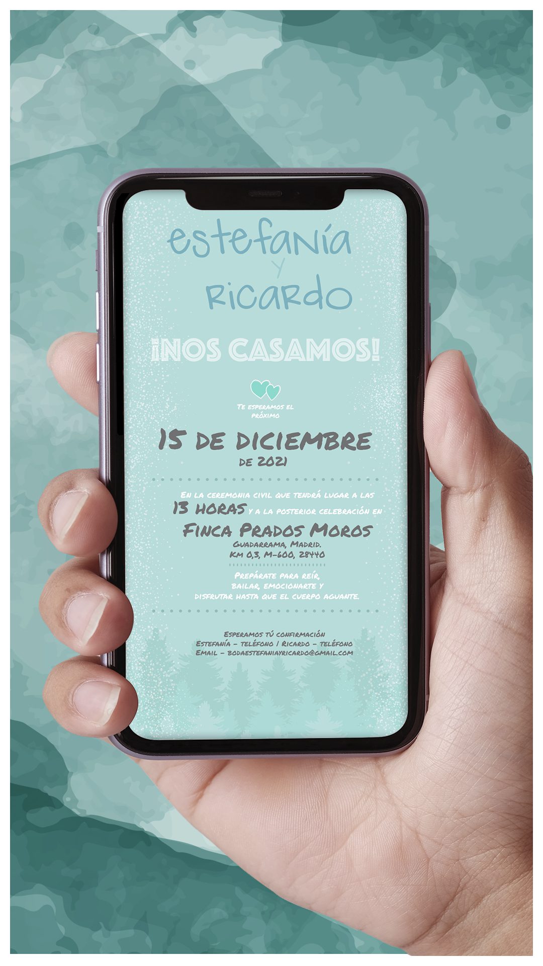 invitacion boda online invierno copos de nieve