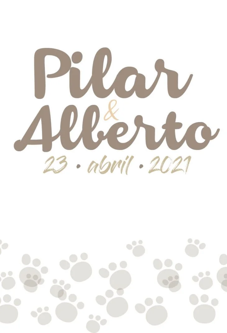 Invitación Boda Perritos y Huellas