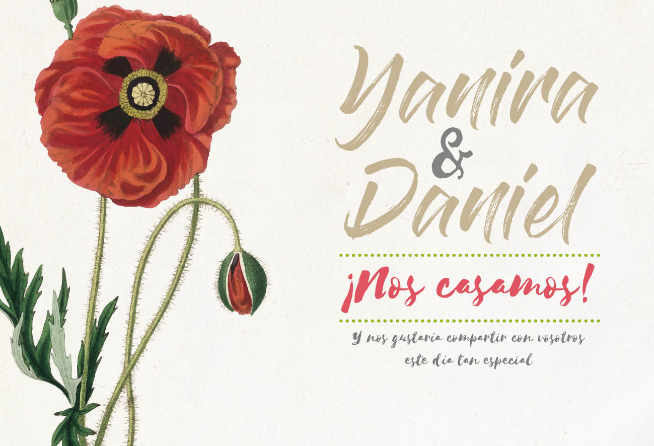 Invitación de Boda Florales Amapolas Rojas