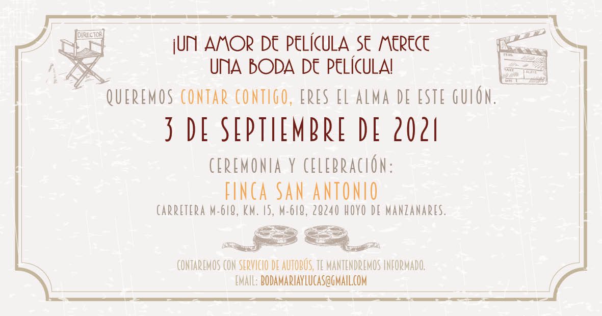 Invitaciones de Boda Cine Entrada Vintage