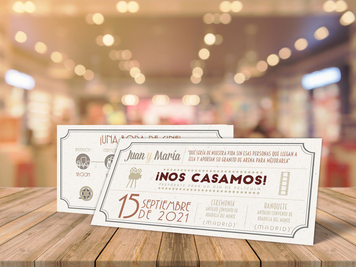 Invitación Boda Cine Clásicas Estrellas