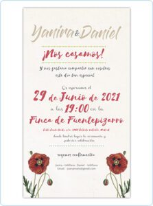 Invitacion boda digital floral amapolas
