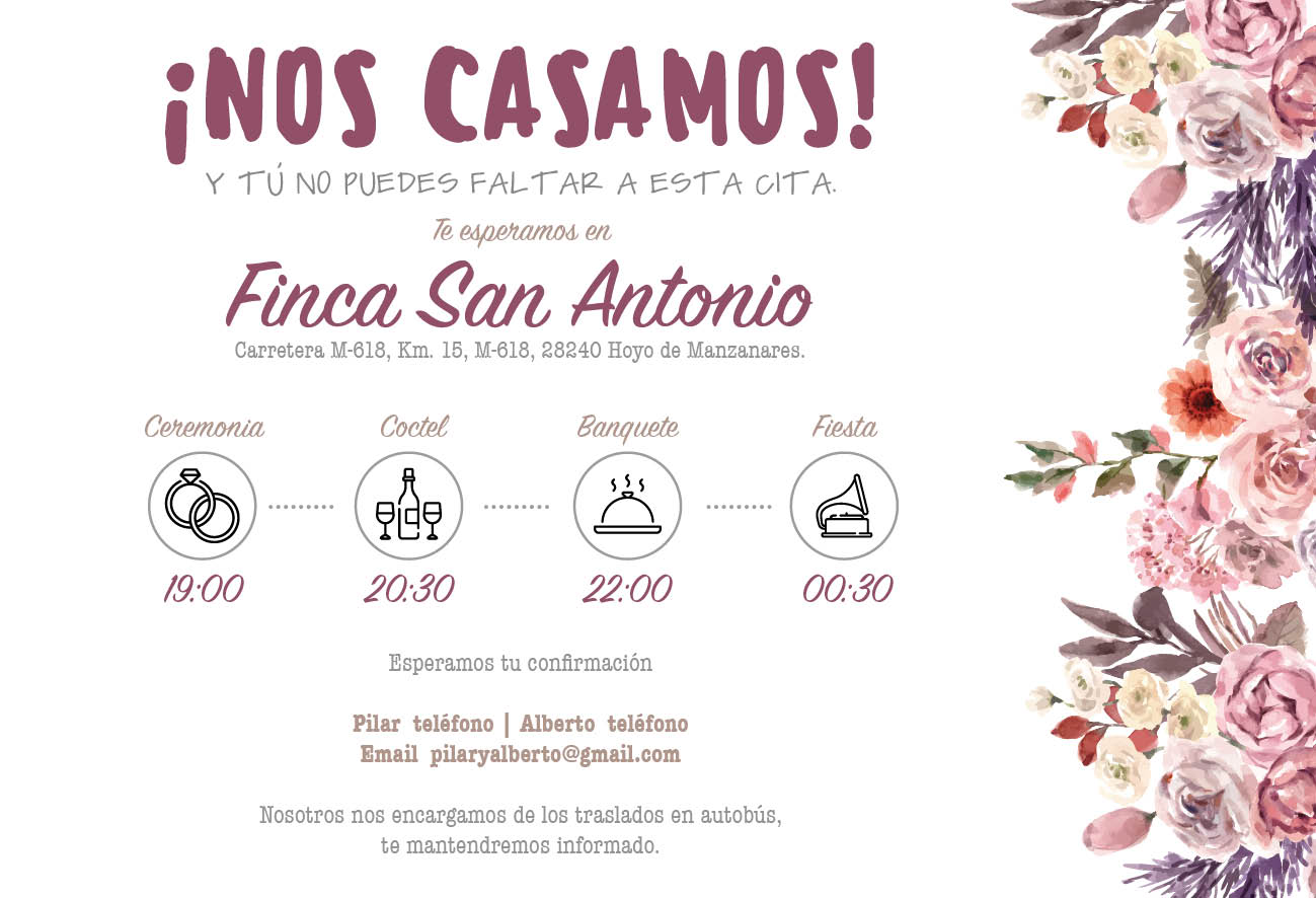 Invitaciones Boda Floral Secas Elegante