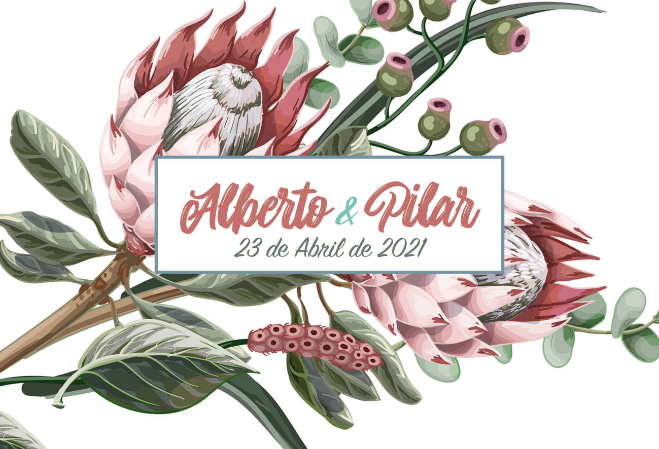 Invitación boda florales protea