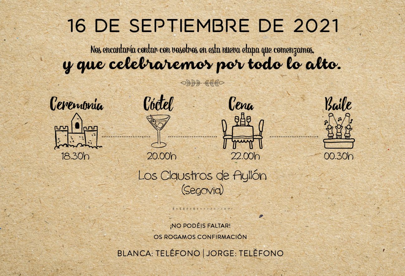 Invitacion boda papel kraft modernas Invitacion boda papel kraft modernas