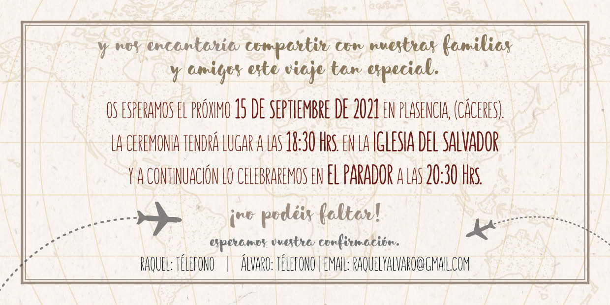 Invitacion boda mapa mundi vintage Invitacion boda mapa mundi vintage