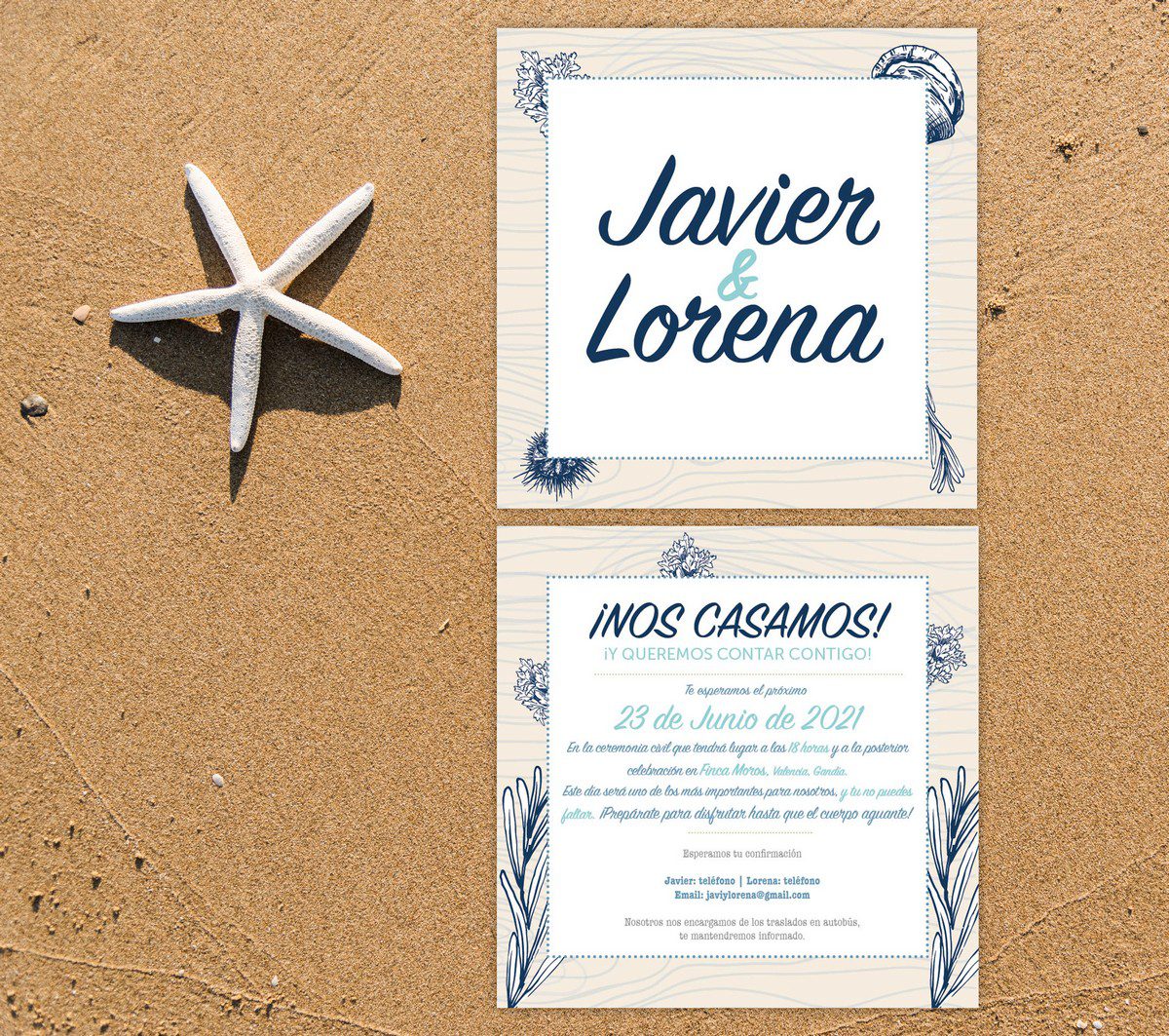 Invitación de Boda Marítimas Conchas