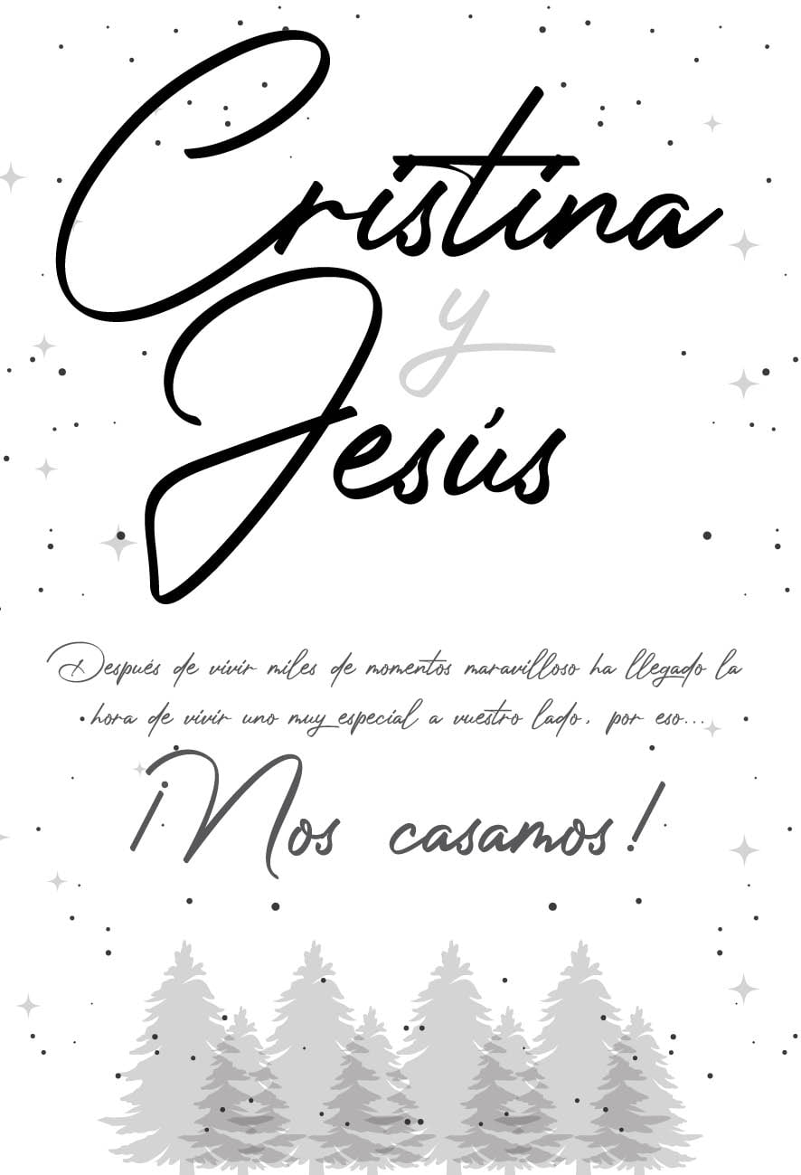 Invitación Boda Navidad Abetos y Copos