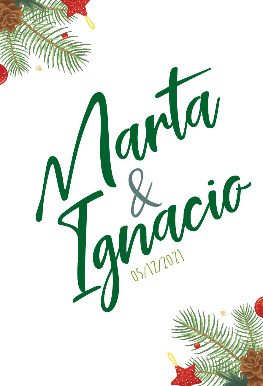 Invitación Boda Navidad Estrellas y Guirnalda