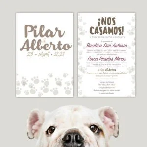 Invitación Boda Perritos y Huellas