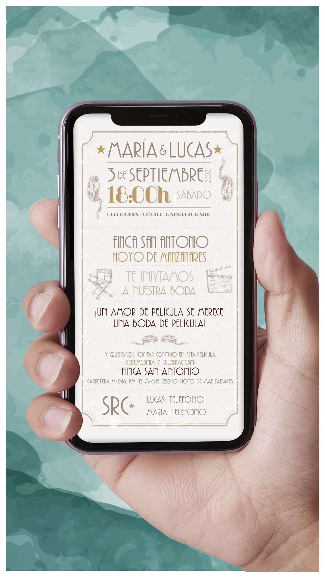 invitación boda digital Cin Vintage estrellas