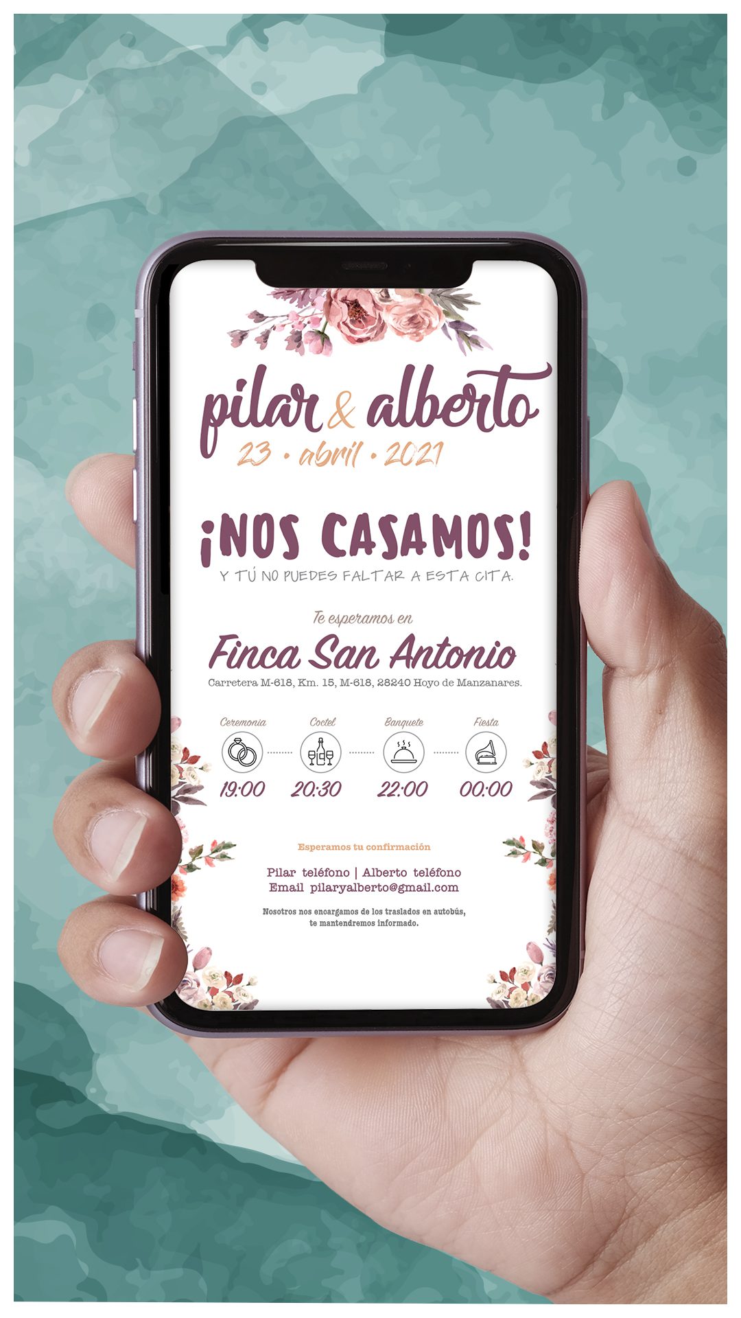 Invitación digital bodas Flores Secas