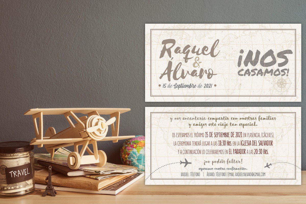 Invitación de boda viajes mapa mundi bodas Invitación de boda viajes mapa mundi bodas