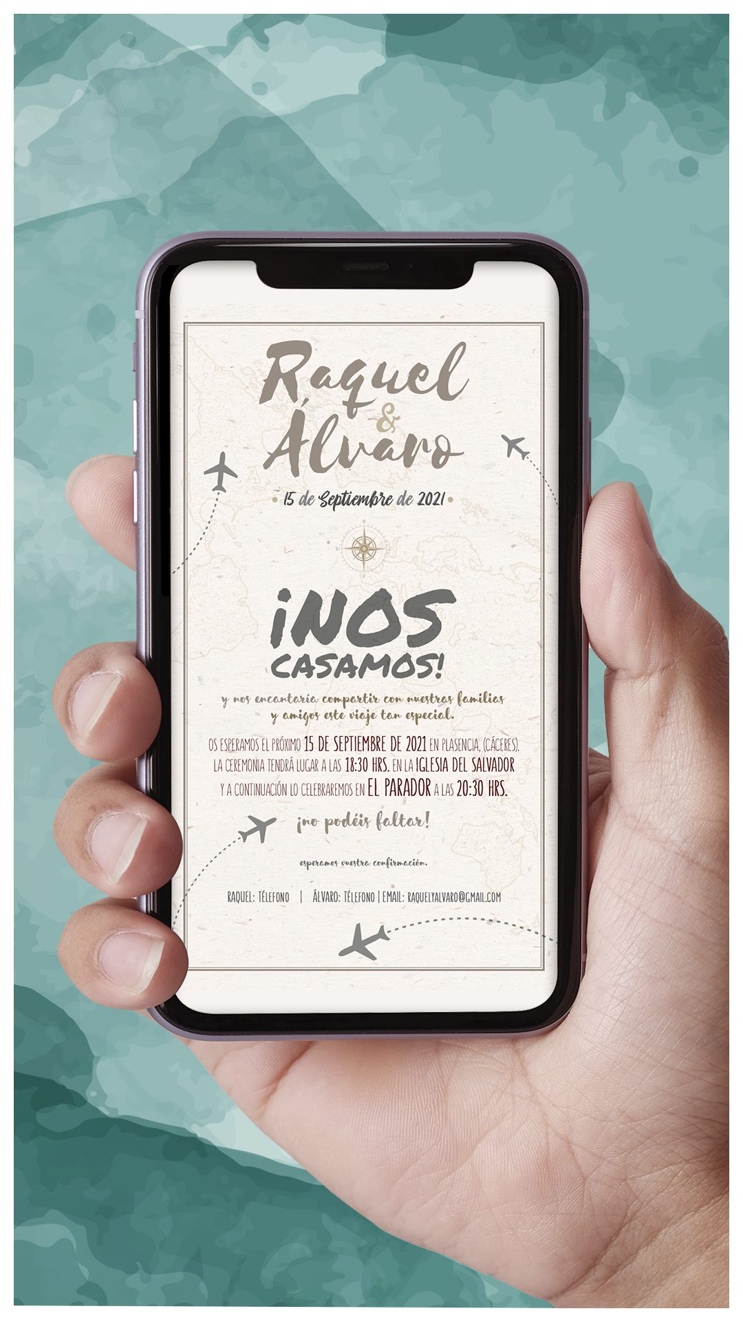 Invitación Digital Mapa Mundi Viajes