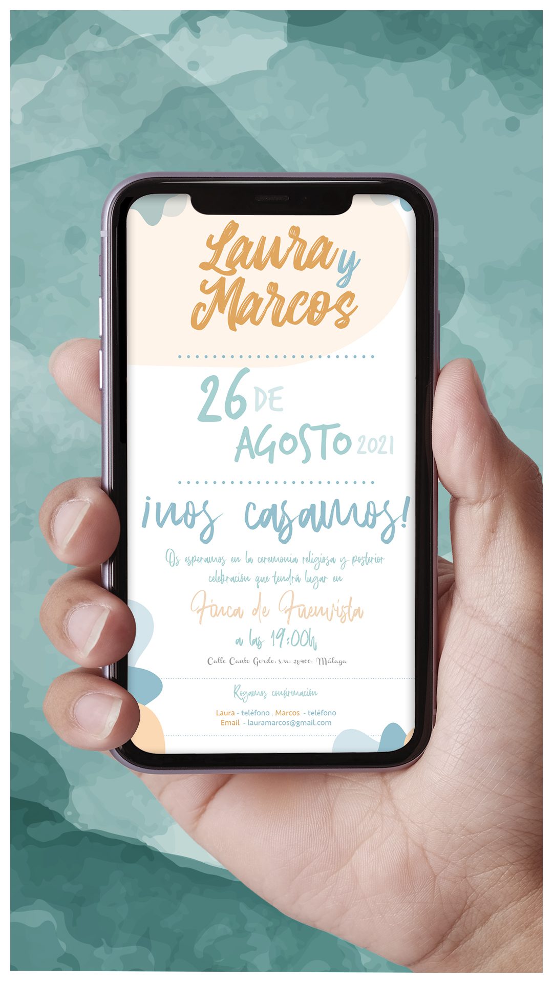 Invitación Digital Boda Marítimas Gotas