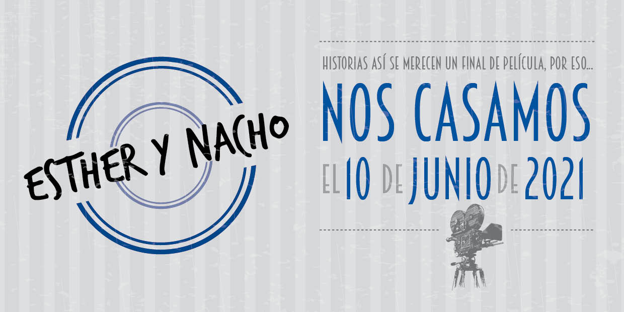 Invitaciones Boda Cine Vintage Azules