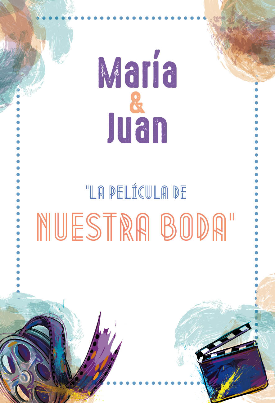 Invitaciones Boda Cine Acuarela Modernas