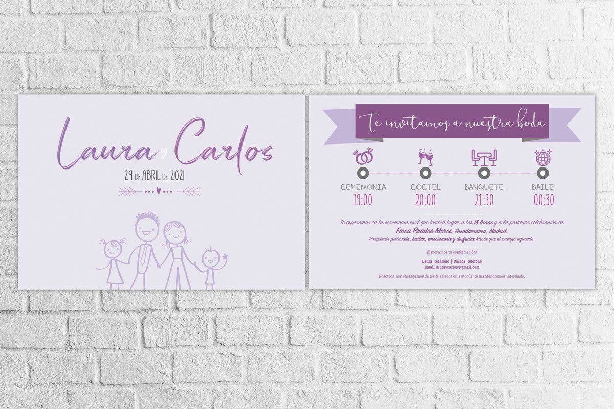 Invitaciones Boda Familias Modernas Invitaciones Boda Familias Modernas