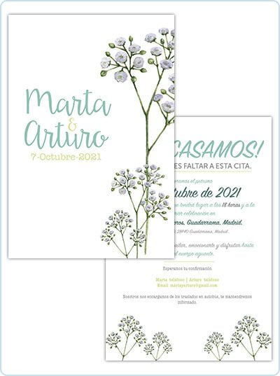 Invitaciones de Boda con Flor Paniculata