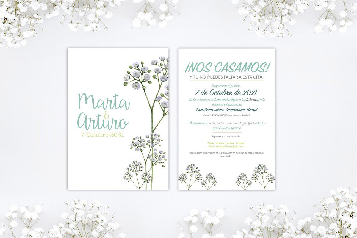 Invitaciones de Boda con Flores Paniculata