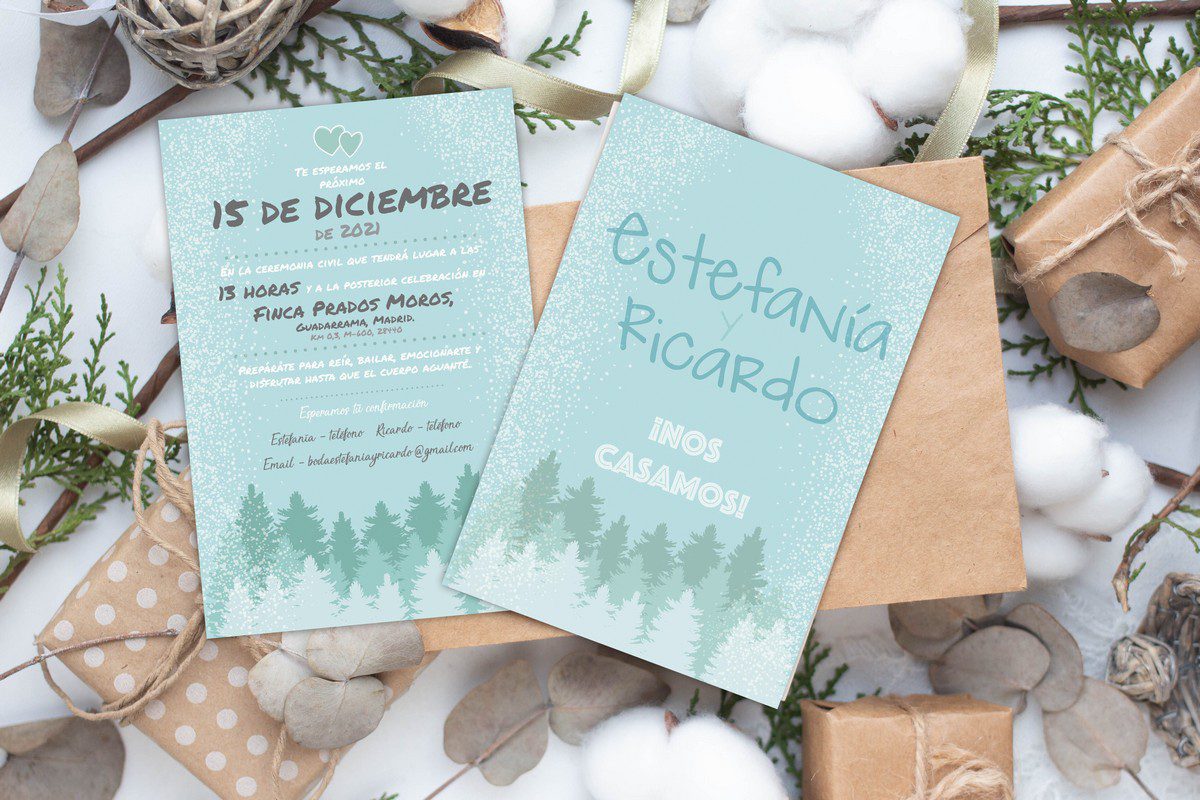 Invitaciones de Boda Invierno Abetos