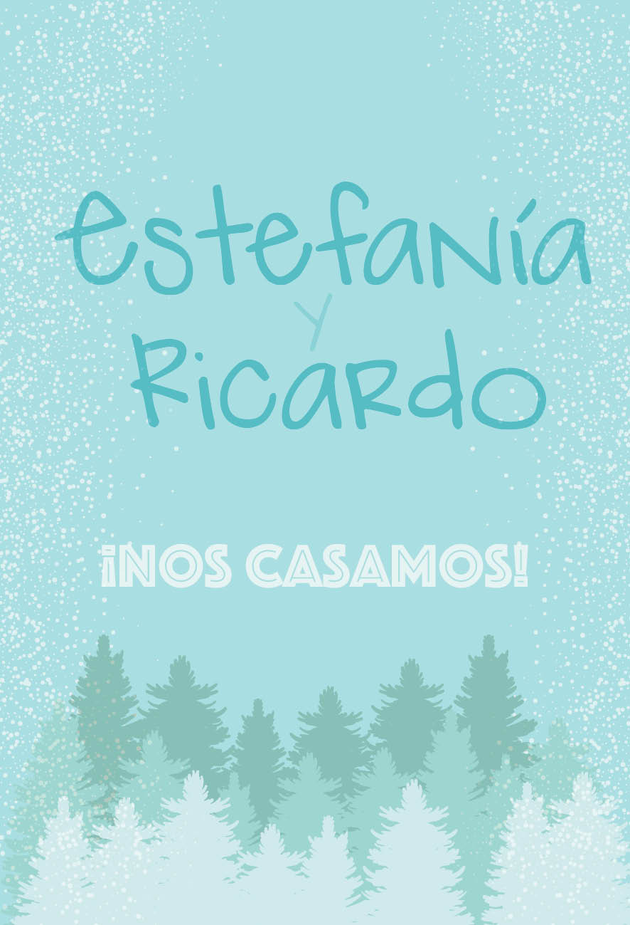 Invitaciones Boda Invierno Abetos Copos Nieve