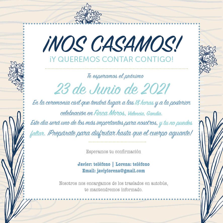 Invitaciones de Boda Marítimas con Conchas