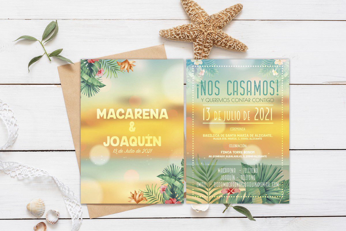 Invitaciones Boda Verano Tropicales