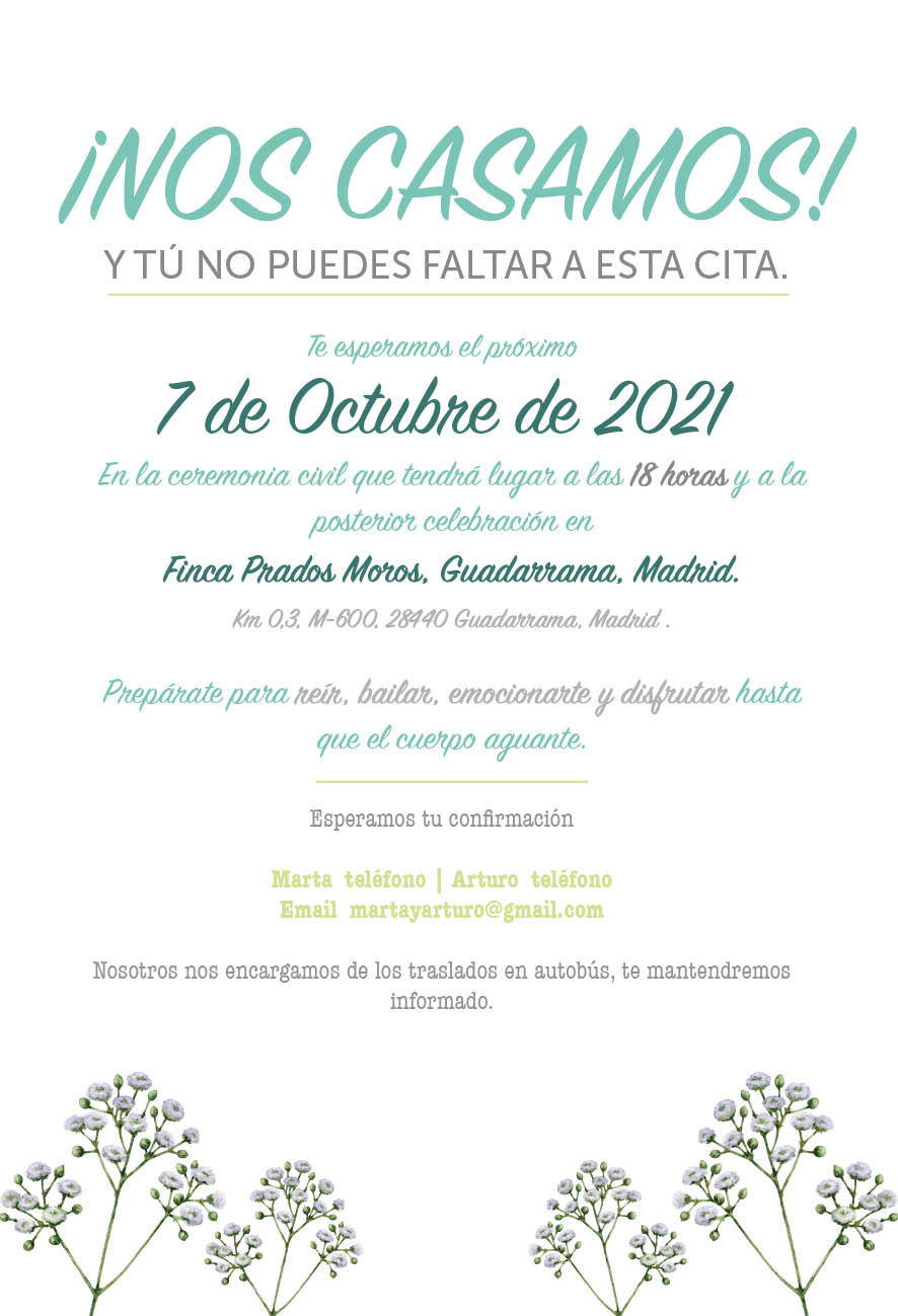 Invitaciones Boda Floral Paniculata Elegante