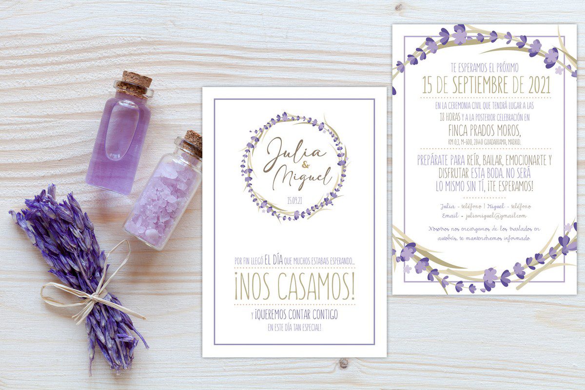 Invitación Boda Lavanda Moderna
