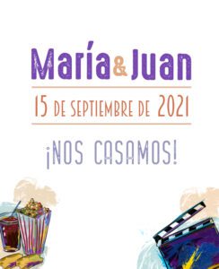 Save The Date Cine Acuarela Invitaciones Boda